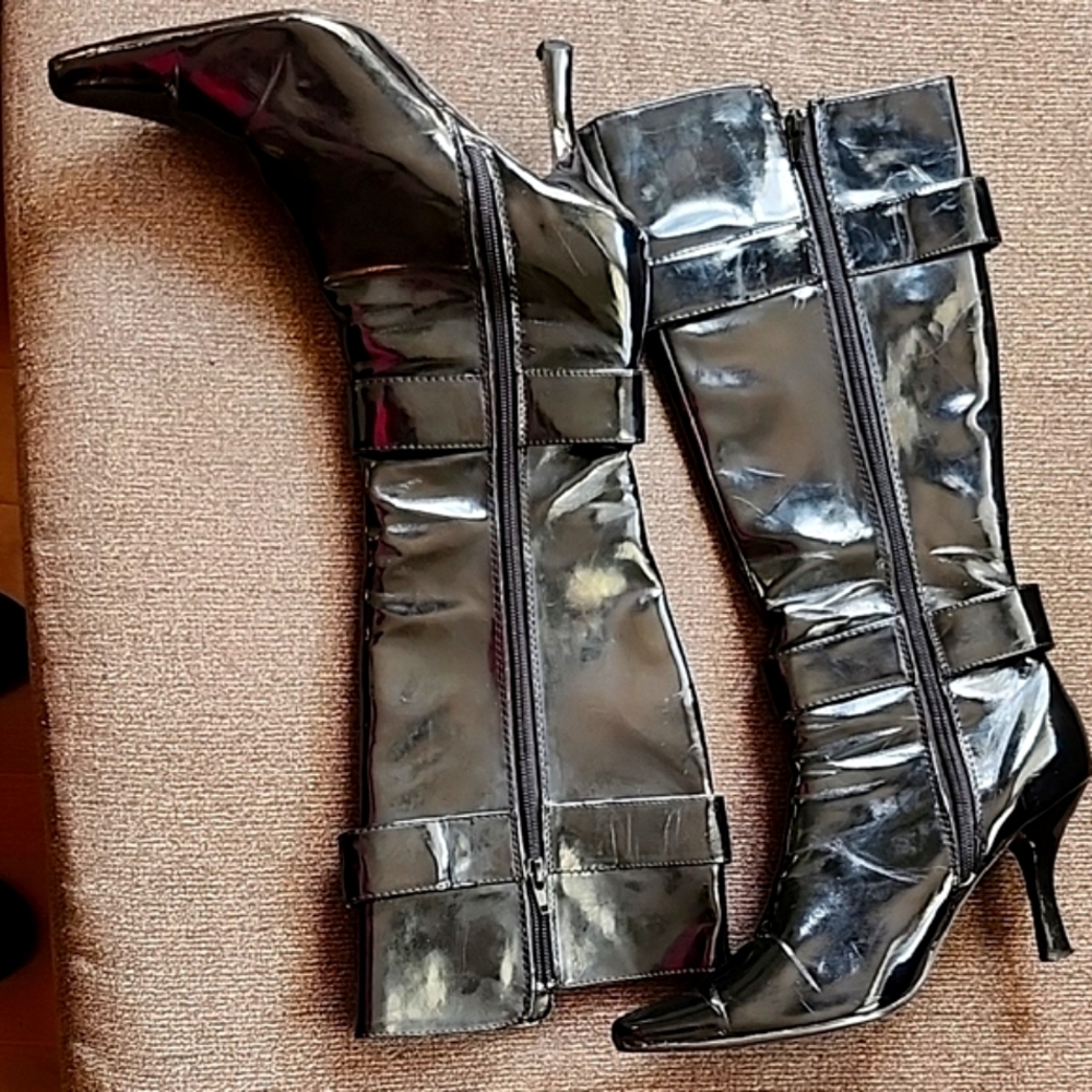 Patent Leather Boots – Size 11 – Stylish & Edgy – Gently Worn - Picture 4 of 7